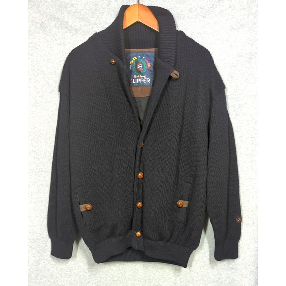 Scandia Denmark Yachting Clipper Sweater M50 100% Wool Lined Bomber Button Up